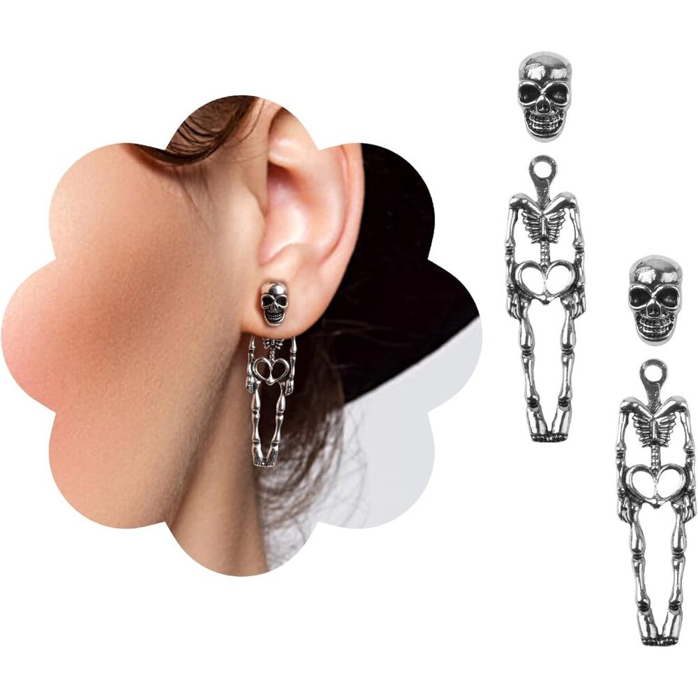 Women's Halloween Party Cosplay Earrings Pair Skeleton Jewelry Spooky Skull